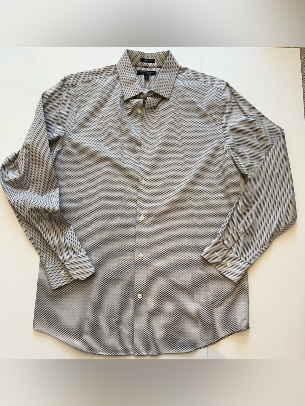 Banana Republic Camden Fit Men's Gray Patterned Dress Shirt Large